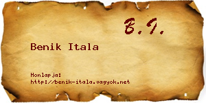 Benik Itala névjegykártya